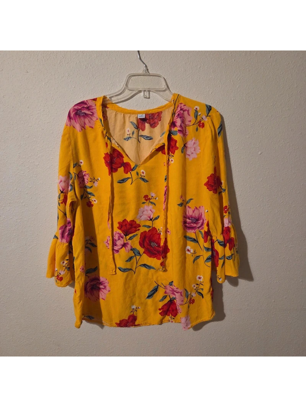 Old navy dark yellow floral blouse